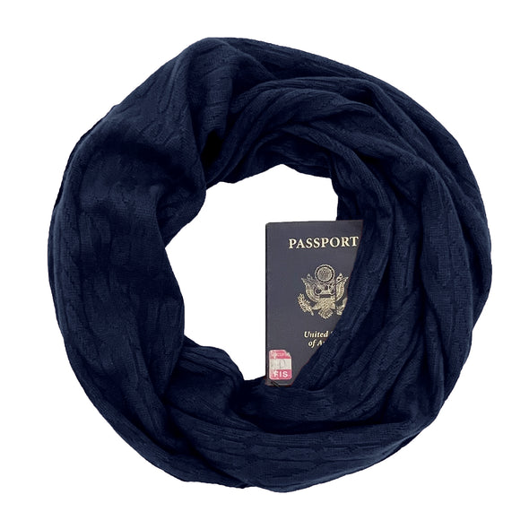 Galway Cable Knit Scarf - Navy