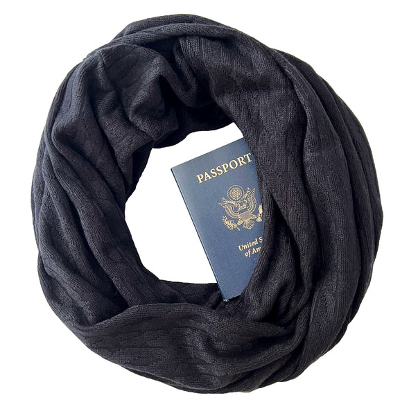 Galway Cable Knit Scarf - Black