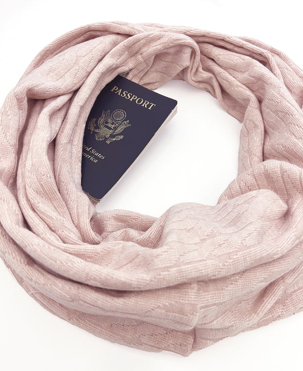 Galway Cable Knit Scarf - Blush