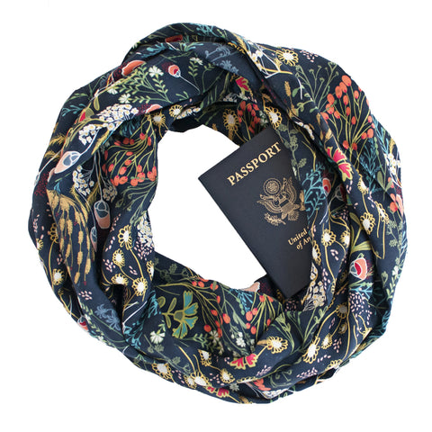 Buy Navy Floral Print Lightweight Scarf One Size, Scarves